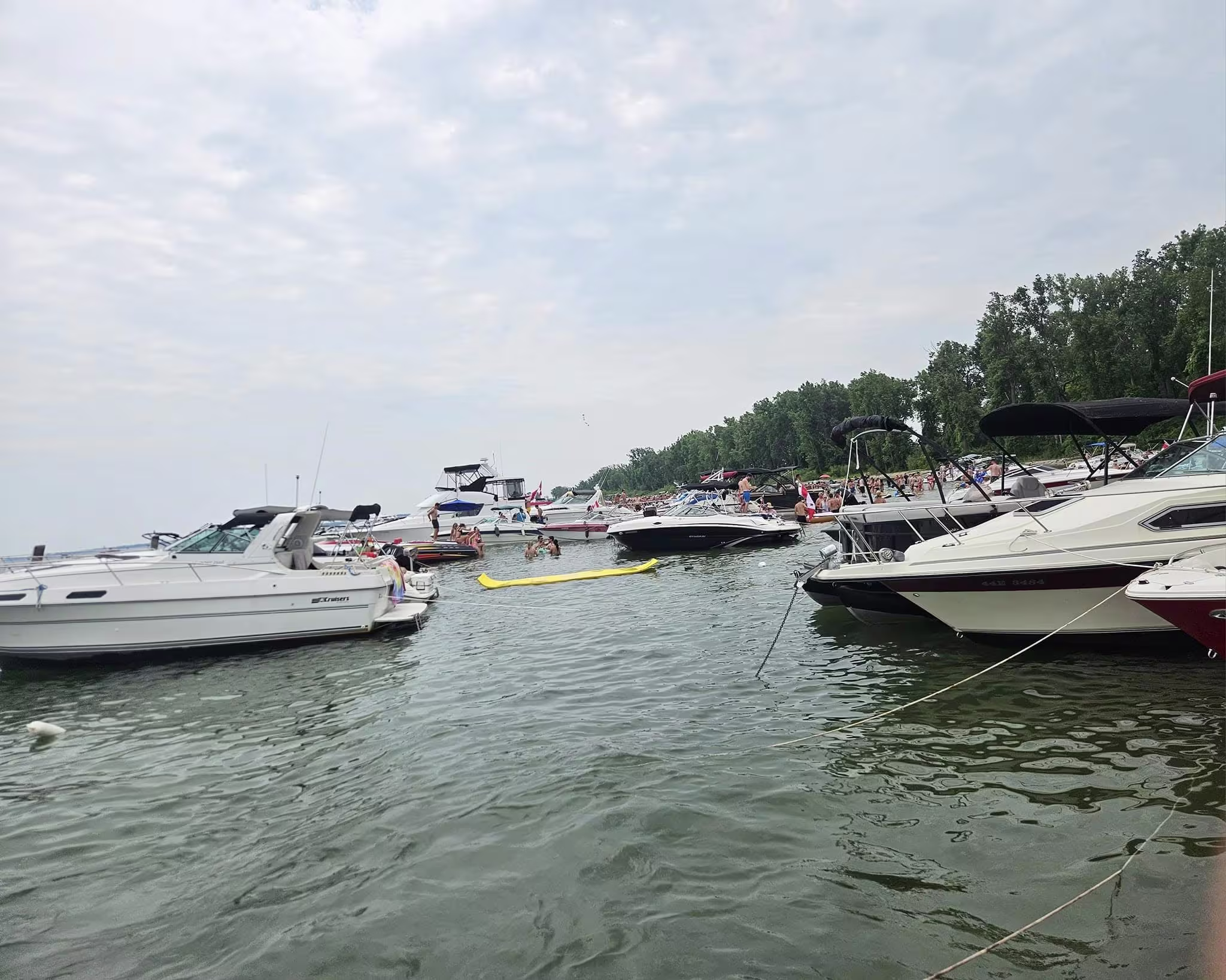Boats rafted at Long Point