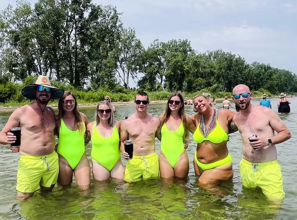 Friends enjoying the boat party